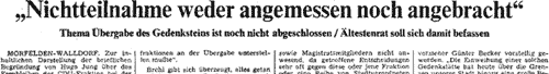 Überschrift Artikel Frankfurter Rundschau 7. März 1980: Nichtteilnahme weder angemessen noch angebracht.